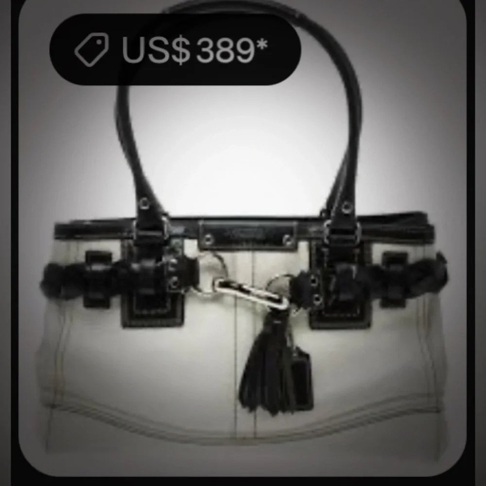 Vintage Y2K Coach tote handbag shoulder bag, Black and Cream Satchel 2009 years - Picture 3 of 17